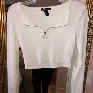 Long sleeved white crop top
